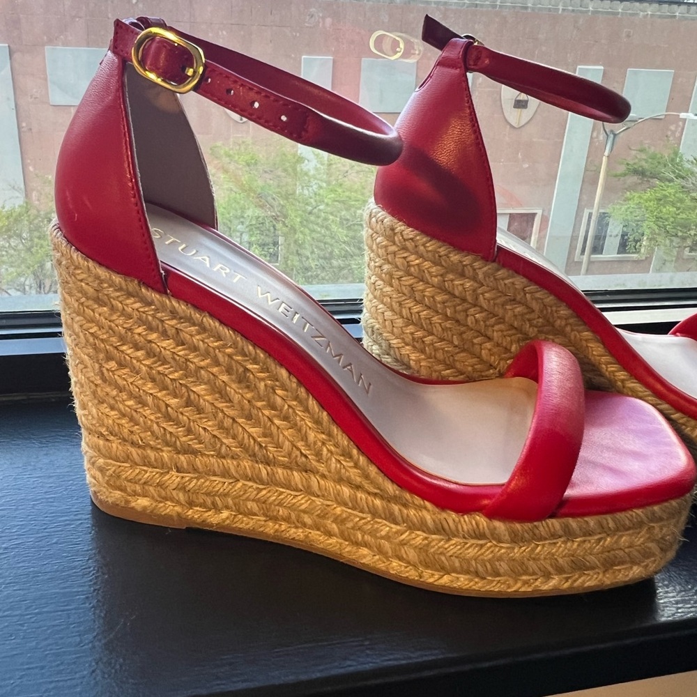 Stuart Weitzman Red Nudist Wedge 37.5